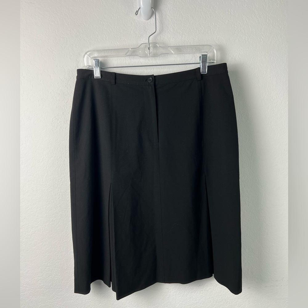 Talbots Stretch Front Pleated Black A-line Minimalist Office Skirt
